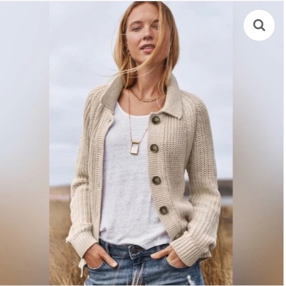 Garnet Hill Sweaters - Garnet Hill Isle Linen Cotton Relax Fit Knit Collared Button Front Cardigan NWOT